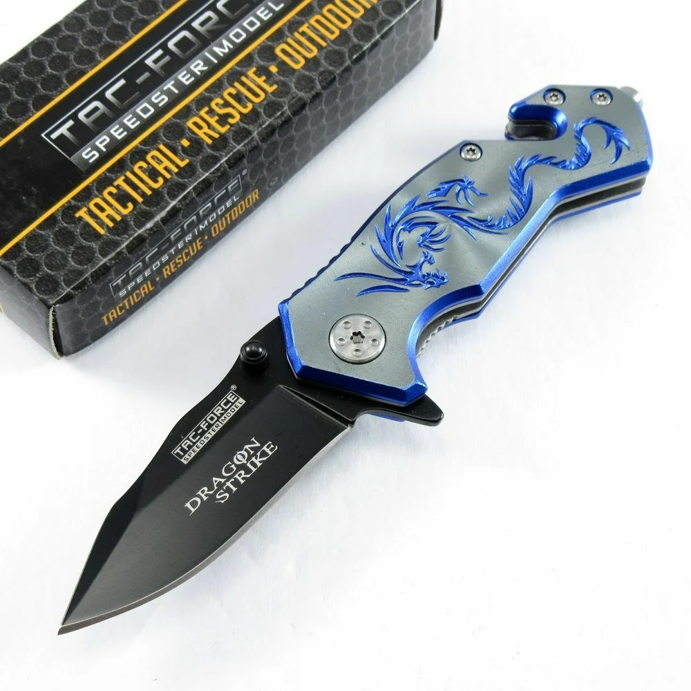 Tac Force Mini Blue Dragon Strike Assisted Open Fantasy Pocket Knife