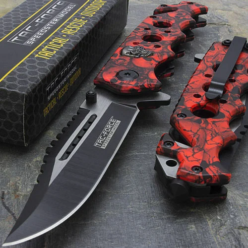 Tac Force Red Skulls Fantasy Assisted Open Pocket Knife (TF-809RD)