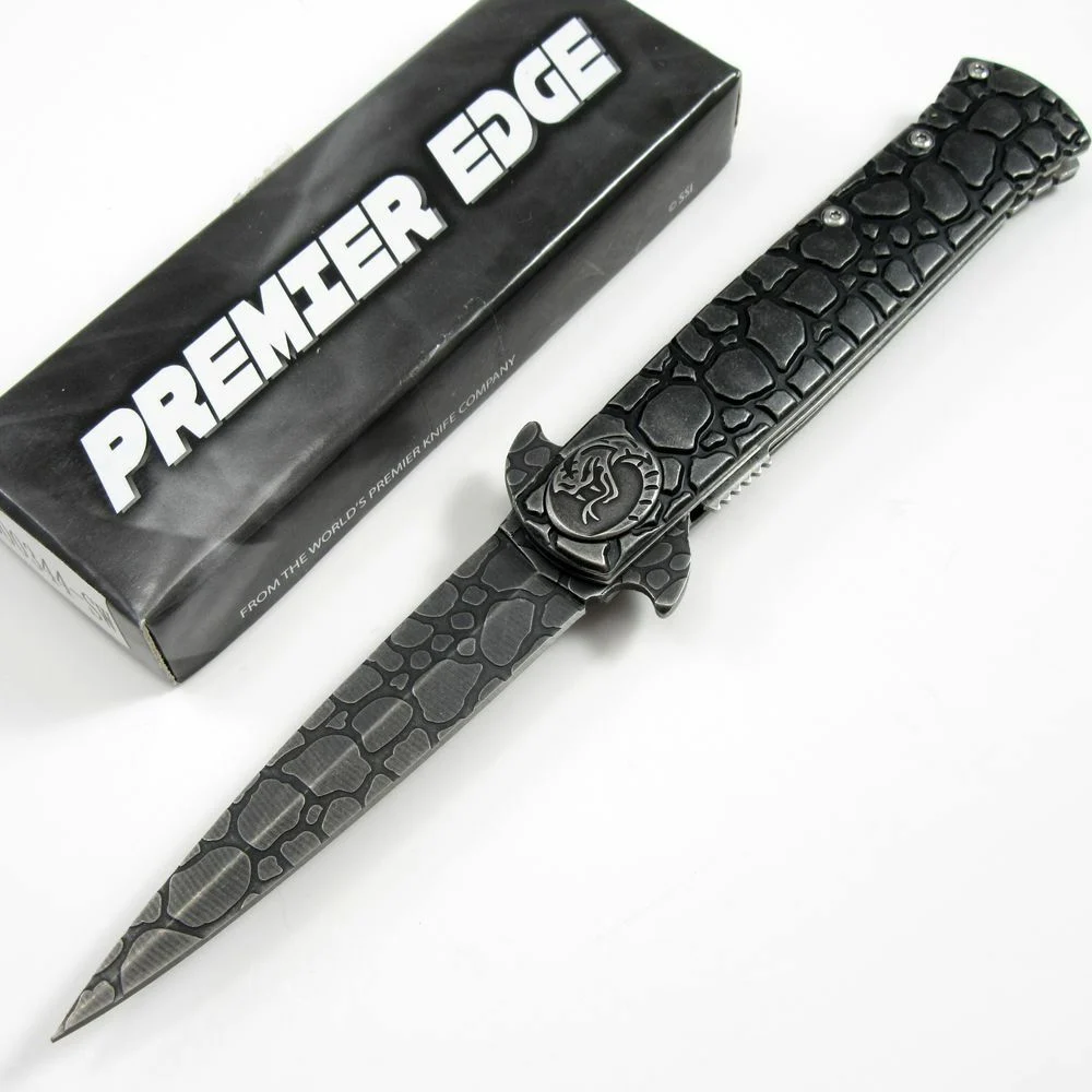 Tac Force Stiletto Stonewashed Cobra Titanium Steel Fantasy Pocket Knife