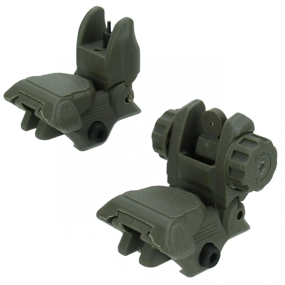 TacFire AR-15 45-Degree Same Plane Pop-Up Sights - OD Green Polymer