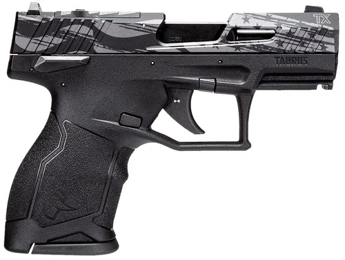 Taurus TX22C TORO 22 LR, 3.6" Threaded Barrel, Black, Engraved Distressed Flag Slide, 13rd