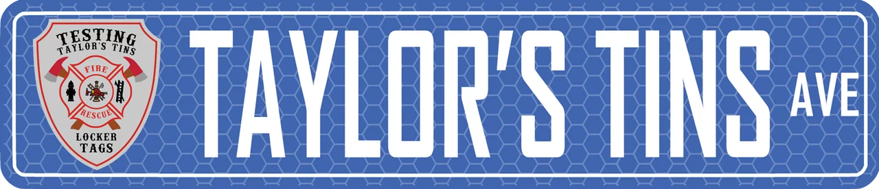 Taylor’s Tins™ Custom Street Sign with Decal and Street Label, Blue