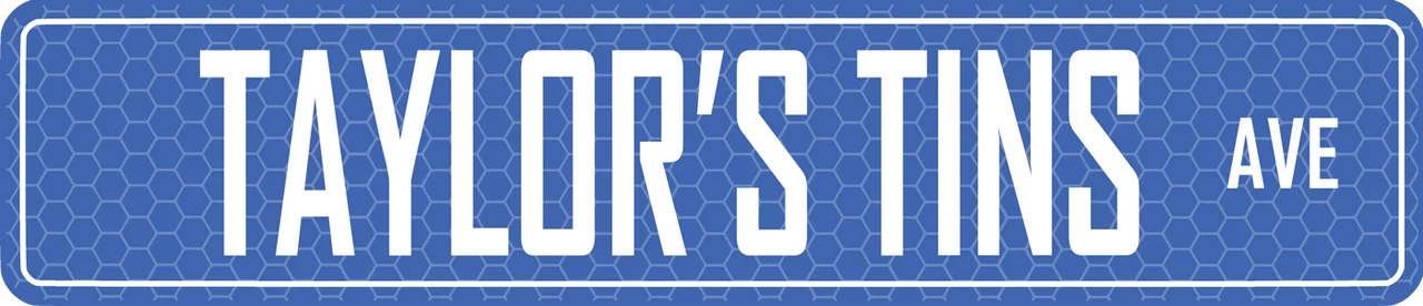Taylor’s Tins™ Custom Street Sign with Street Label, Blue
