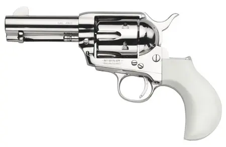 Taylors & Company 200072 1873 Cattleman 45 Colt (LC) Caliber with 3.50″ Barrel, 6rd Capacity Cylinder, Overall Nickel-Plated Finish Steel& Ivory Birdshead Synthetic Grip