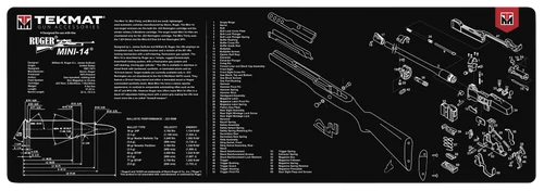 TekMat, Long Gun, Ruger Mini 14, Cleaning Mat, Thermoplastic Surface Protects Gun From Scratching, 1/8" Thick, 12"x36", Tube Packaging, Black
