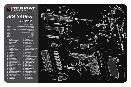 TekMat Sig SP2022 Cleaning Mat Black/White Rubber 17" Long Sig SP2022 Parts Diagram