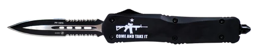 Templar Knife 'Come And Take It' Gen II Large OTF Knife, 3.5" Blade, 5.5" Handle, 440C Part Serrated, Black