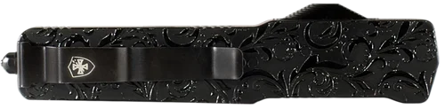 Templar Knife Premium LW Maiden Gloss Slim OTF Dagger Part Serrated Black Oxide Stonewashed Powder Coated D2 Steel Blade, 5" Black Gloss Aluminum Handle