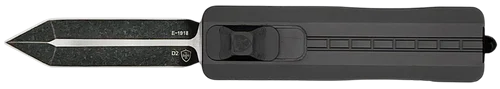 Templar Knife Sentinel Small 3" OTF Dagger Plain Black Oxide Stonewashed Powder Coated D2 Steel Blade, 4.28" Black Anodized Aluminum Handle, Glass Breaker