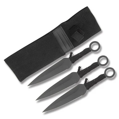 Throwing Knife 3 Piece Set Cord Wrapped 5in Plain Edge Dagger MI175