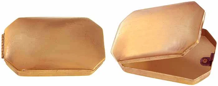 Tinder Box,with hinged lid,2-3/8" wide by 3-13/16" long, polished copper