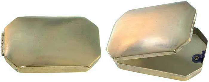 Tinder Box,with hinged lid,2-3/8" wide by 3-13/16" long, polished nickel silver
