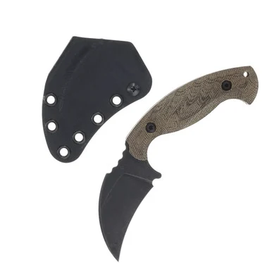 Toor Knives Karsumba Fixed Blade Green Burlap Micarta 2.5in Black Blade KARSUMBABGN
