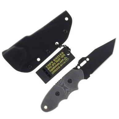 TOPS CAT Covert Anti Terrorism 203 3.25in Plain Black Traction Tanto TP203