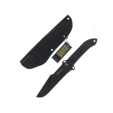 TOPS Knives Black Heat Fixed Blade Red-Black G10 6.5in Clip Point TPBLKHT01