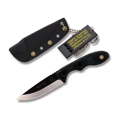 TOPS Knives Mini Scandi Fixed Blade Green-Black G10 3in Plain Drop Point TPMSKGB