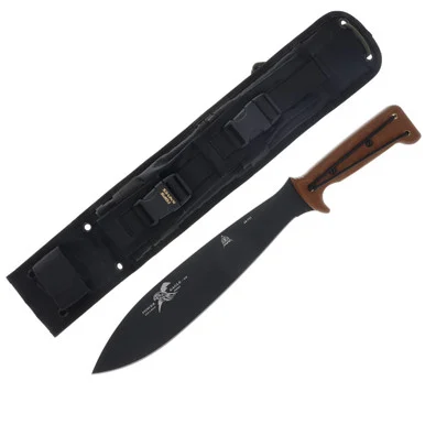 TOPS Knives Power Eagle 12 Fixed Blade Tan Canvas Micarta 12in Black Blade TPPE12