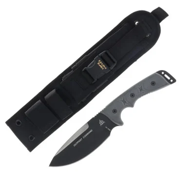 TOPS Outpost Command Gray 5.75in Plain Black Traction Coated Drop Point TPOC01
