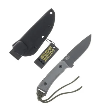 TOPS Overlander Fixed Blade Knife 4in Plain Tactical Gray Drop Point TPOV77