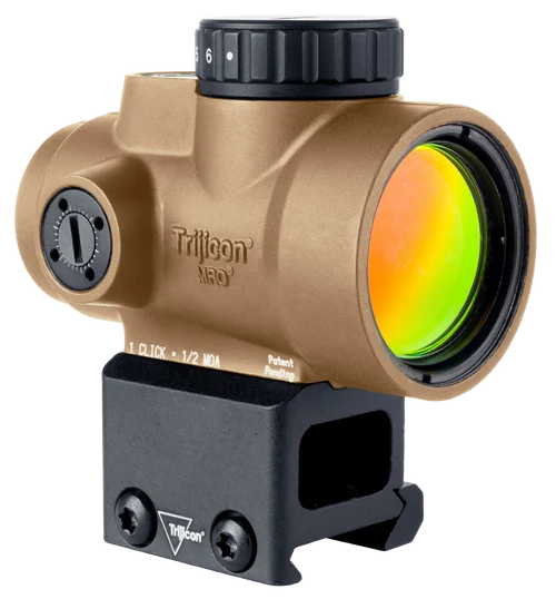 Trijicon MRO SD, Red Dot, 25mm Objective, 2 MOA Dot, Anodized Finish, Coyote Brown, Lower 1/3 Co-Witness Mount