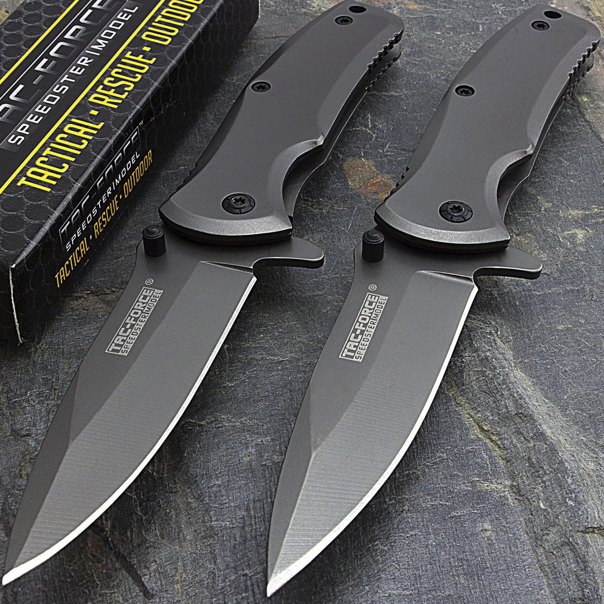 TWO 6.25″ TAC FORCE TITANIUM SPRING ASSISTED FOLDING POCKET KNIFE Open Assist