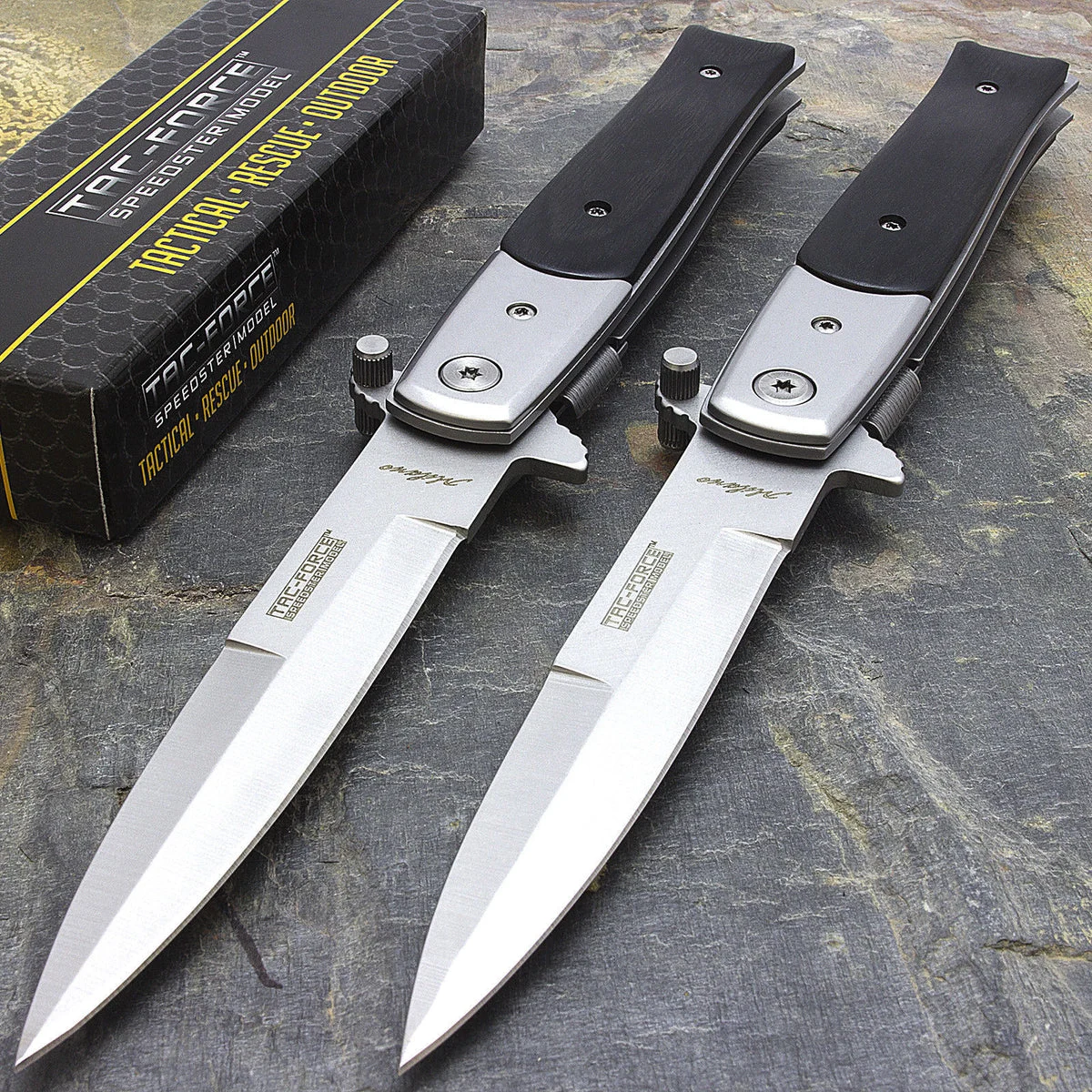 TWO 8.5″ TAC FORCE ASSISTED OUTDOOR FOLDING POCKET KNIFE SET TF-428BW