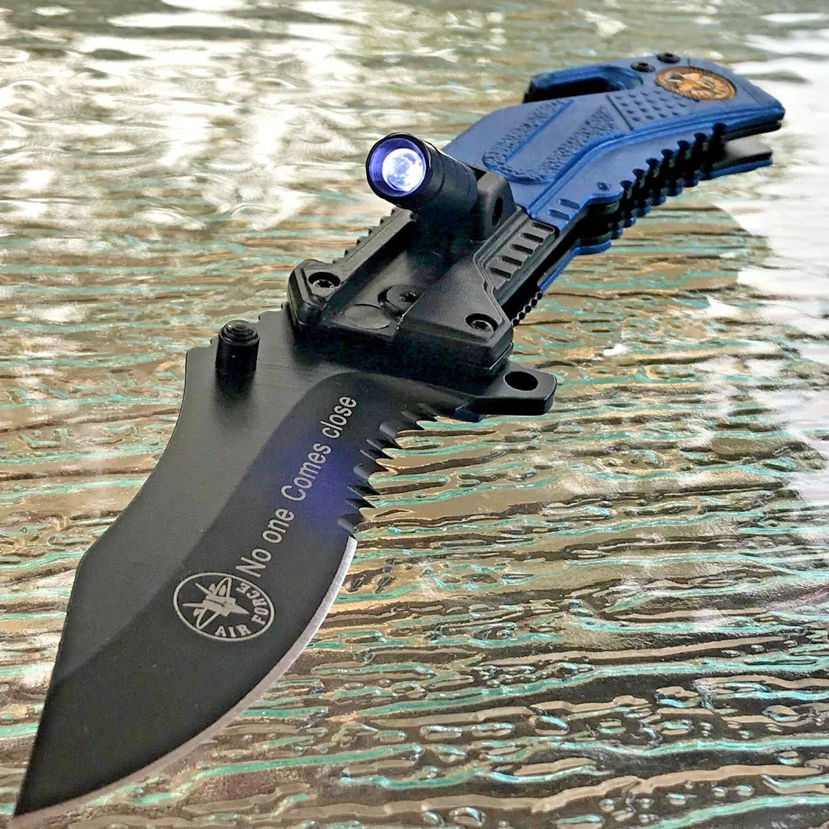 U.S. Air Force LED Light Tactical Rescue Spring Assisted Pocket Knife