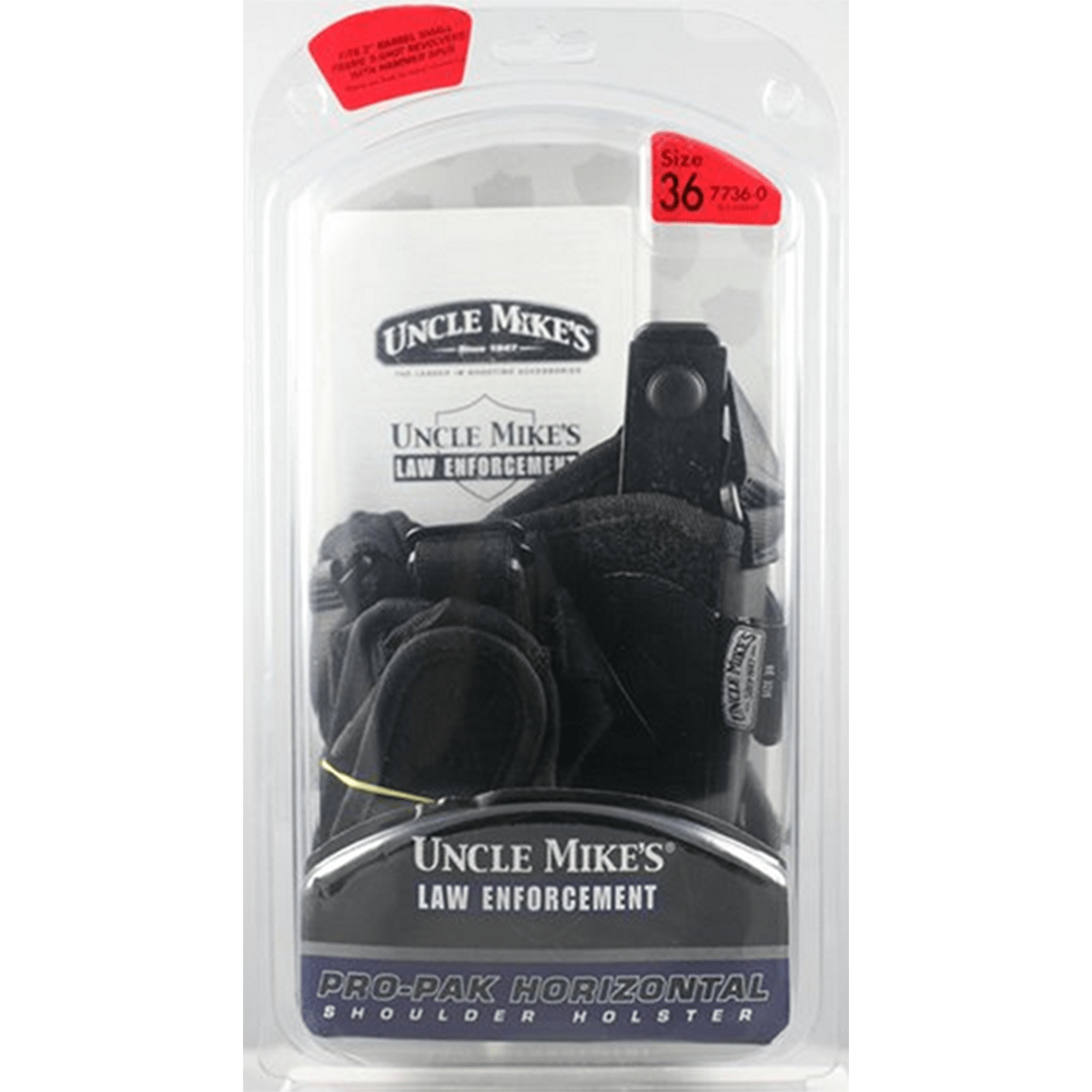 Uncle Mike’s 77360 Pro-Pak Horizontal Shoulder Holster Shoulder Size 36 Black Nylon Harness Fits Sm Frame 5rd Revolver w/Hammer Spur Right Hand