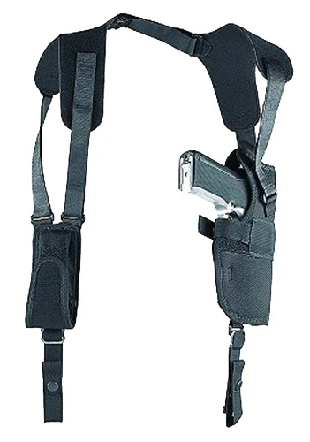 Uncle Mike’s 83151 Sidekick Vertical Shoulder Holster Shoulder Size 15 Black Cordura Harness Fits Large Semi-Auto Fits 3.75-4.50″ Barrel Right Hand