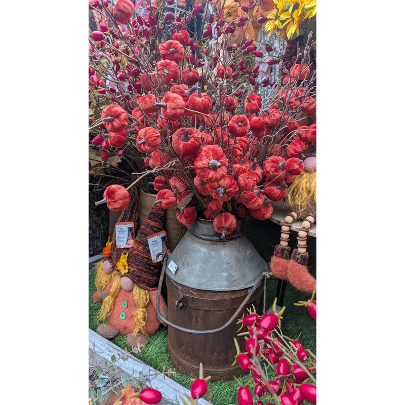 Velvet Pumpkin Spray 74cm Rust