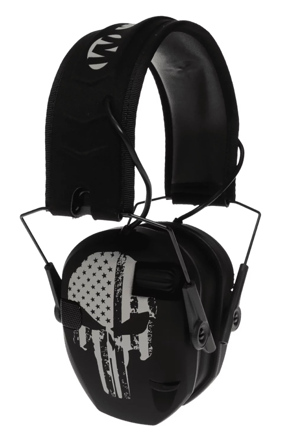 Walker’s WPRSEMFSPUN Razor Slim Electronic Freedom Muff 23 dB Over the Head Black w/Distressed Punisher Flag Polymer