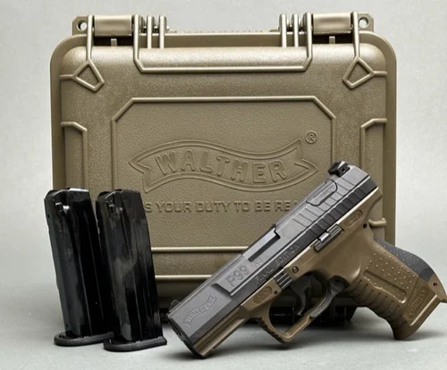Walther P99 Collector's Edition 9mm, 4" Barrel, Black, Olive Drab Green, 2x15rd Mags, Hardcase, Final Edition Knife, Holster, Commemorative Coin