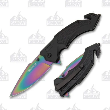 WarTech Folding Rescue Knife Rainbow Spectrum NTPWT370RW