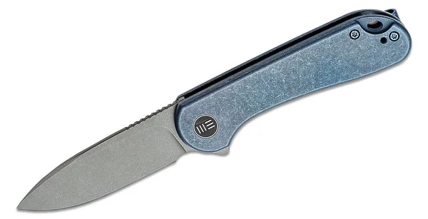 WE KNIFE ELEMENTUM 2.96" BLUE TITANIUM/STNWSH