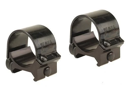Weaver Detachable Top Mount Aluminum Scope Rings 1" Low Gloss Black