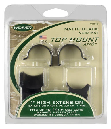 Weaver Mounts 49043 Detachable Extension Top Mount RingsMatte Black 1″ Extra High