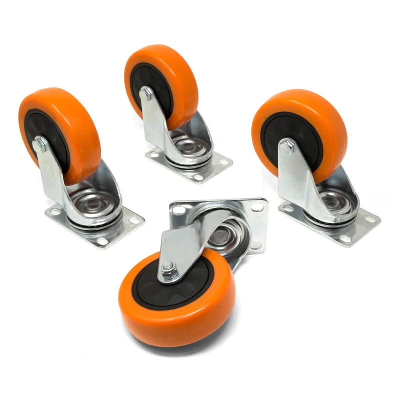 WEN CA3223W 3-Inch 220-Pound Capacity Single-Bearing Polyurethane Swivel Plate Caster (4-Pack)