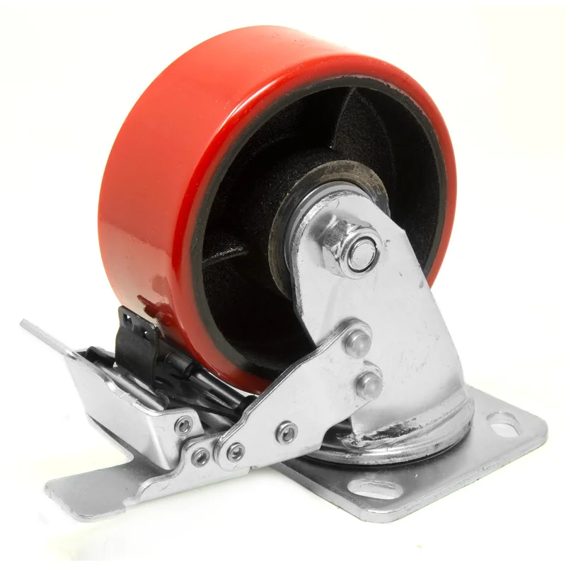 WEN CA7534B 4-Inch 530-Pound Capacity Double-Bearing Cast Iron and Polyurethane Swivel Plate Caster with Brake
