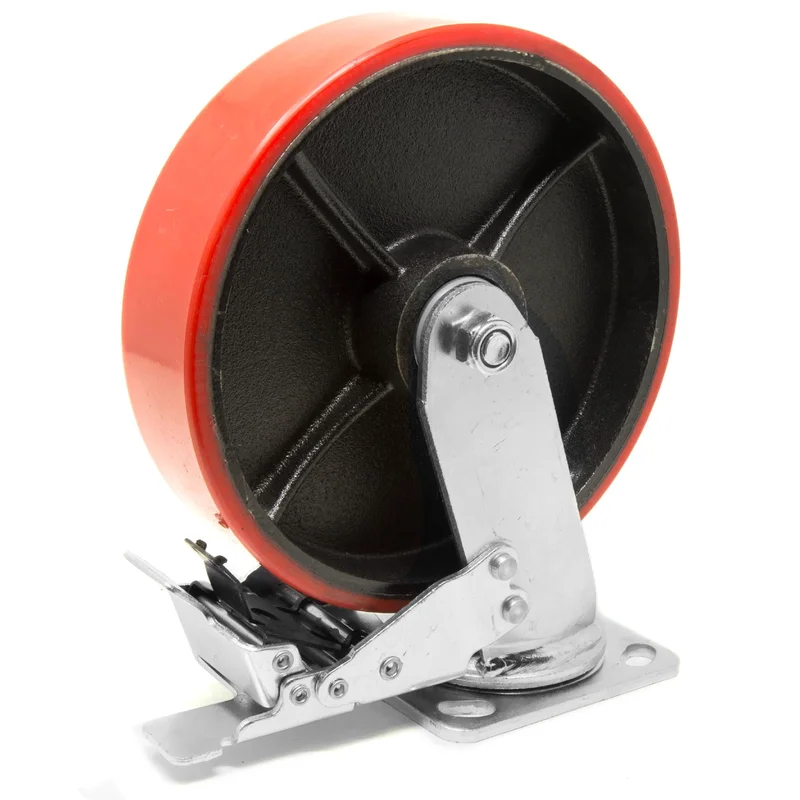 WEN CA7886B 6-Inch 880-Pound Capacity Double-Bearing Cast Iron and Polyurethane Swivel Plate Caster with Brake