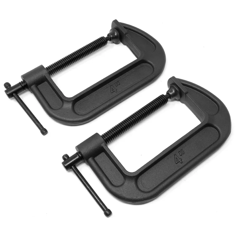 WEN CLC424 Heavy-Duty Cast Iron C-Clamps with 4-Inch Jaw Opening and 2.2-Inch Throat, 2 Pack