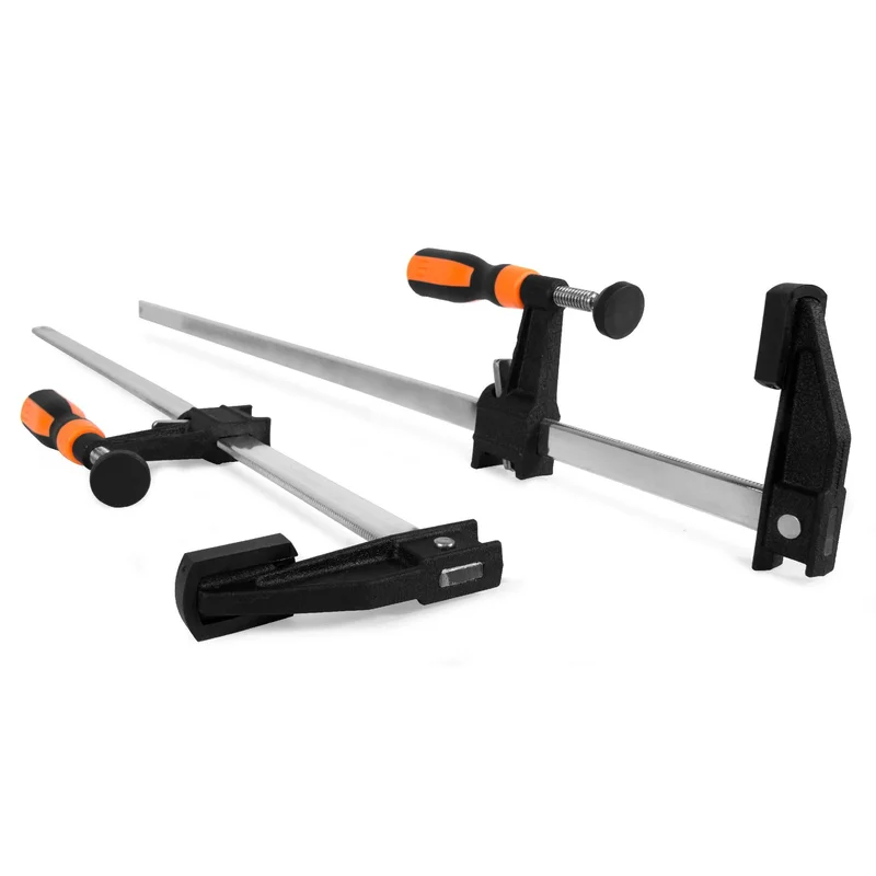WEN CLF224 24 in. x 2.5 in. Quick-Adjust Steel Bar Clamps with Throat and Micro-Adjustment Handle (2-Pack)