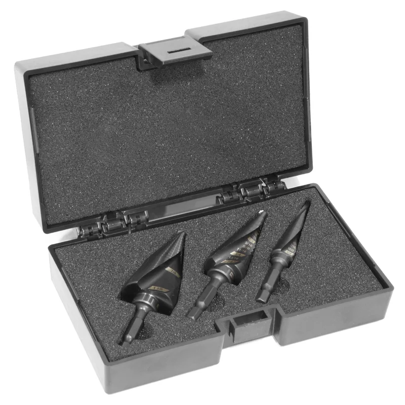 WEN DB149X 3-Piece Impact-Duty Titanium Step Drill Bit Set with #1, #4, and #9 Step Drill Bits