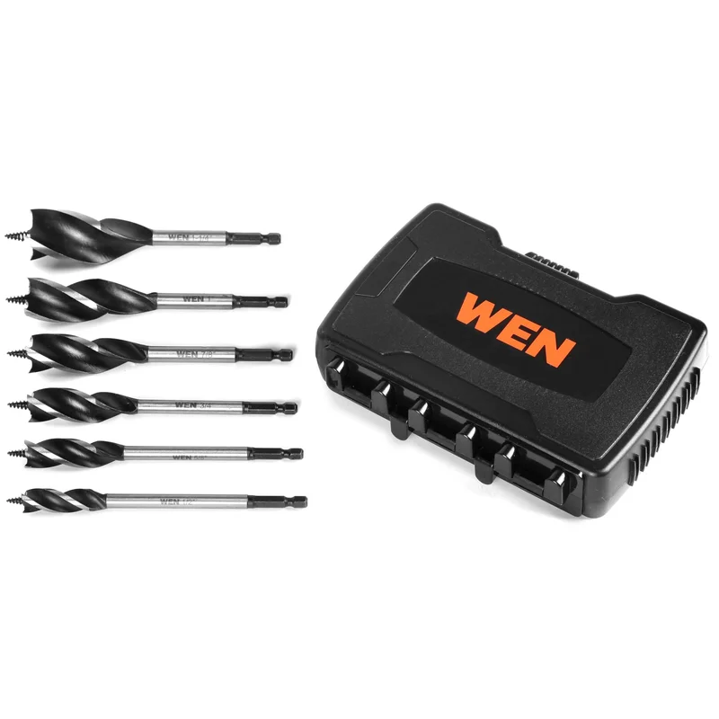 WEN DB613A 6-Piece Tri-Flute Auger Drill Bit Set with Carrying Case
