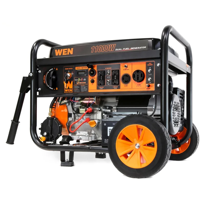 WEN DF1100X 11,000-Watt 120V/240V Dual Fuel Portable Generator with Wheel Kit, Electric Start, and CO Watchdog