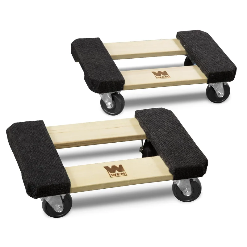 WEN DL1812 1320 lbs. Capacity 12 in. x 18 in. Hardwood Furniture Moving Dolly, Two Pack