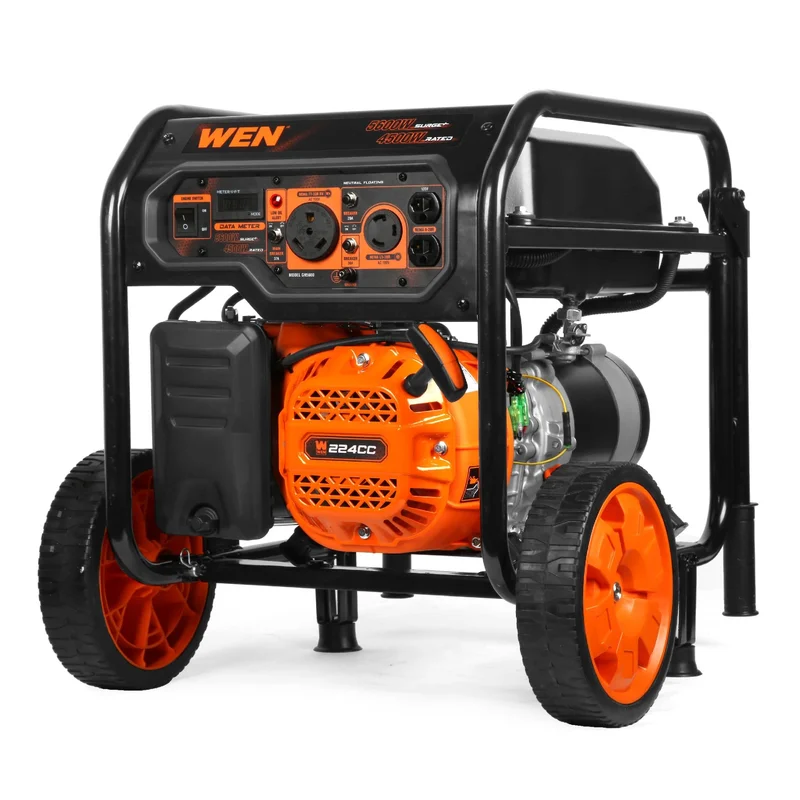 WEN GN5600 5,600-Watt Portable Generator with Wheel Kit, 224cc, Transfer-Switch, and RV-Ready