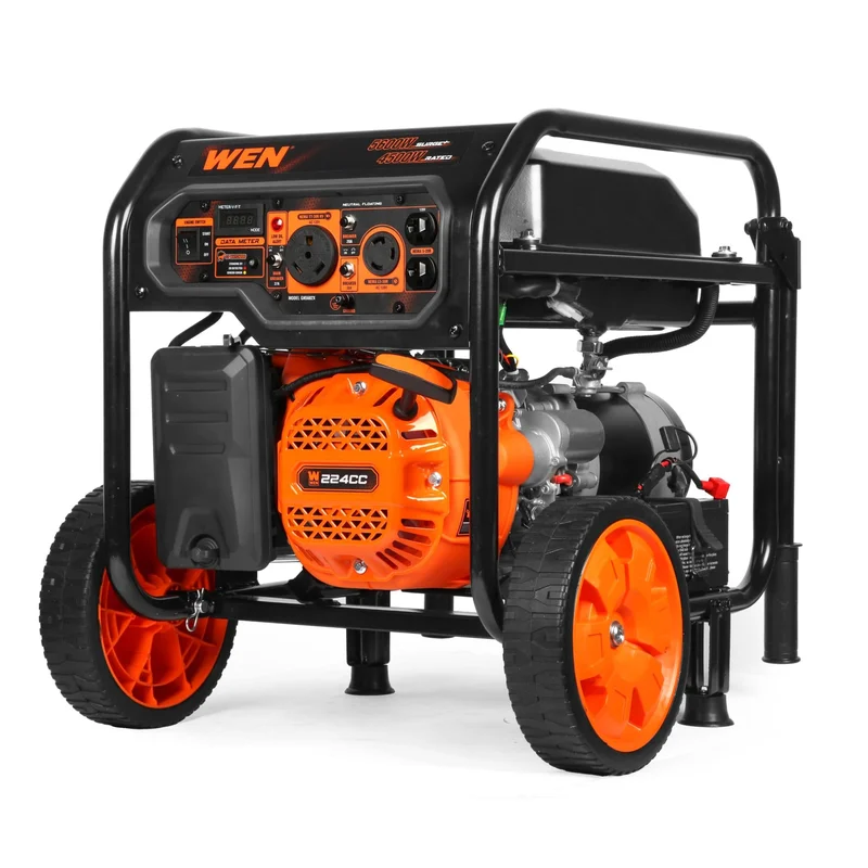 WEN GN5602X 5,600-Watt Portable Generator with Wheel Kit, Electric Start, 224cc, Transfer-Switch, RV-Ready, and CO Watchdog