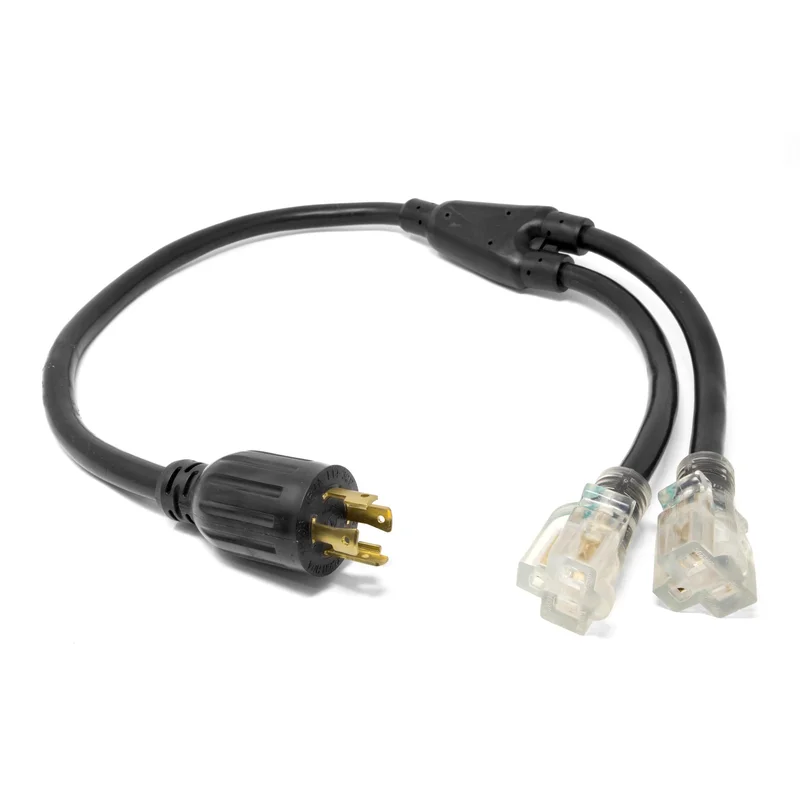 WEN PC1405 3 ft. 10-Gauge SJTW Generator Extension Cord Splitter (converts L14-30R to two 5-20R outlets)