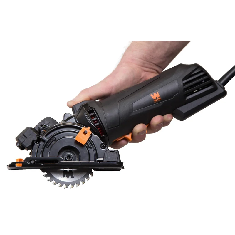 WEN R36703 4.2-Amp 3-3/8-Inch Compact Circular Saw with Laser, Carrying Case, and Three Blades (Manufacturer Refurbished)