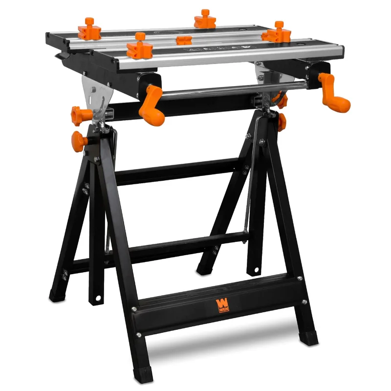 WEN RWB2322 24-Inch Height Adjustable Tilting Steel Portable Work Bench and Vise with 8 Sliding Clamps (Manufacturer Refurbished)